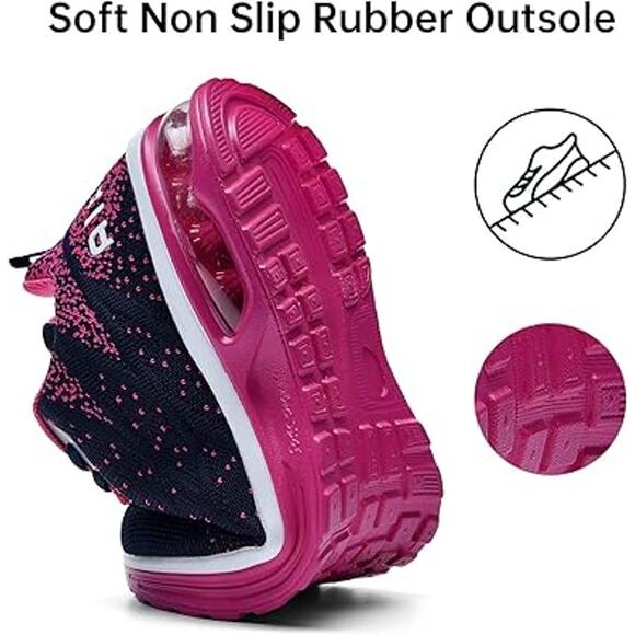 Mehoto Womens Size 9 Navy Pink Lace Up Air Cushioned Athletic Running Shoes - Picture 3 of 7
